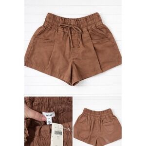 Aerie Brown High Waisted Smocked Waist Utility Shorts Small NWT